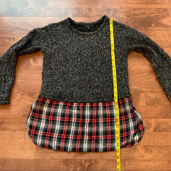 Sanctuary Women's Red Plaid Mixed-Media Tunic Sweater - Picture 6 of 7